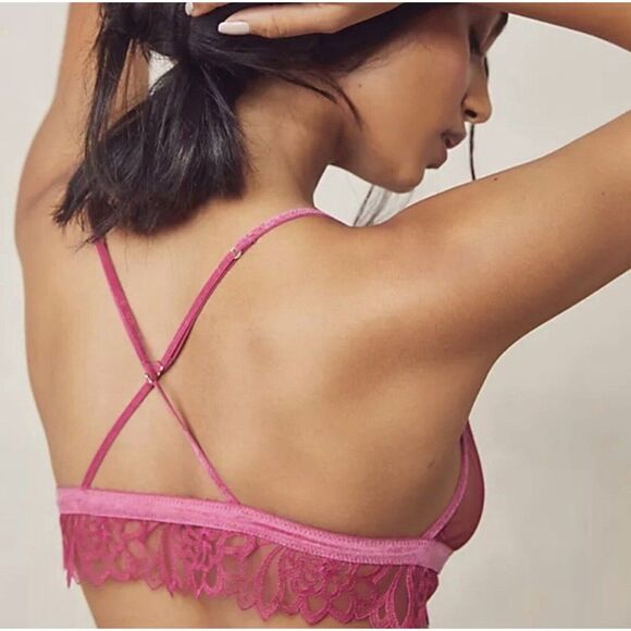 Free People Amelie Lace Bralette Size XS In Vivacious Pink - Picture 9 of 10